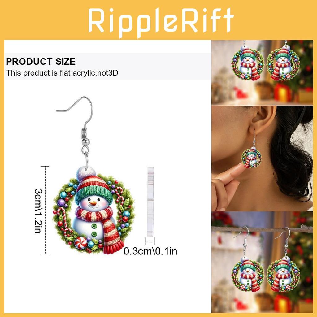 Christmas Acrylic Snowman Earrings With Round Design For Christmas Party Decor