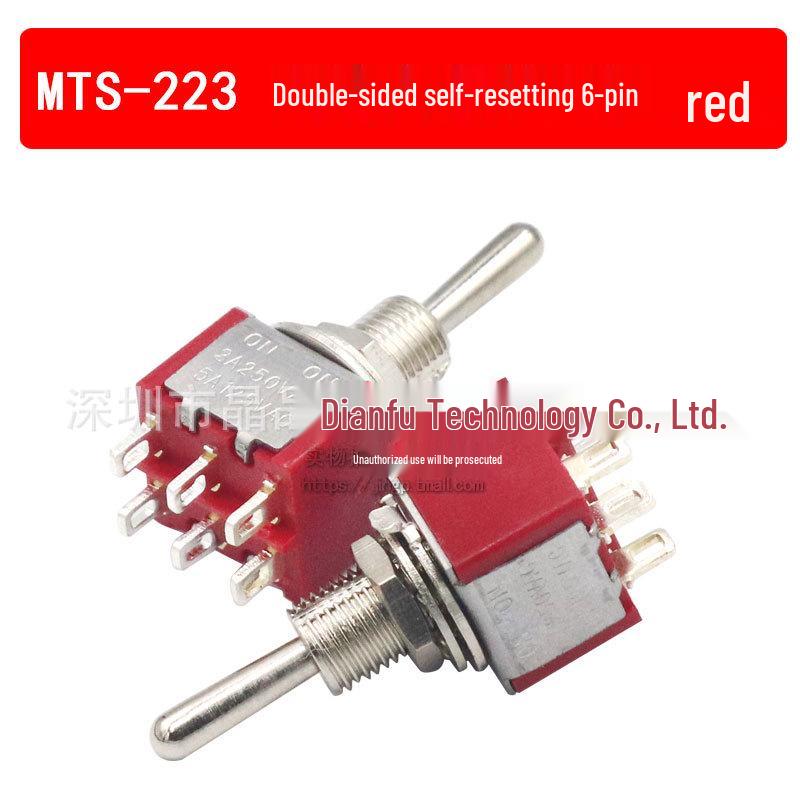 Dual Position Toggle Rocker Switch MTS-102: Self-Reset, 2/3/6 Pins