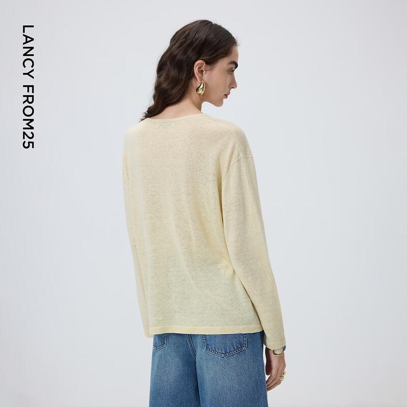 Lancy Linen Blend Round Neck Knit Sweater