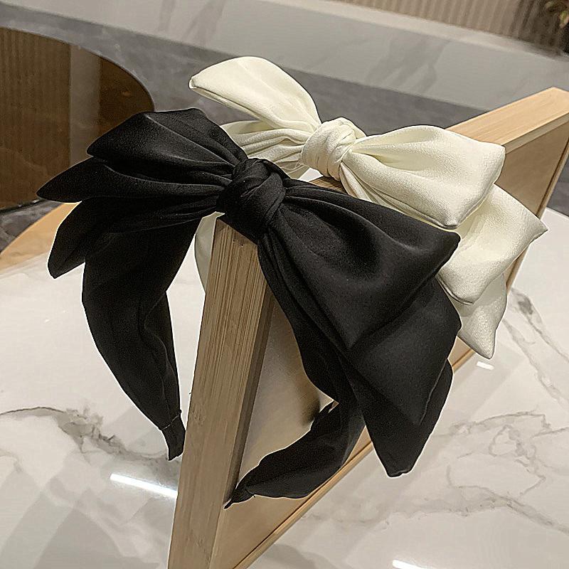Women High Cranium Satin Fabric Bow Knot Hairbands Female Party Shopping Headpiece Wide Headband Hair Accessories