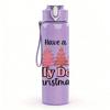 1PC Holly Dolly Christmas Pine Tree 750ml Color Plastic Sports Water Bottle Leakproof Flip Straw Lid Suitable for Sports Office Home Use