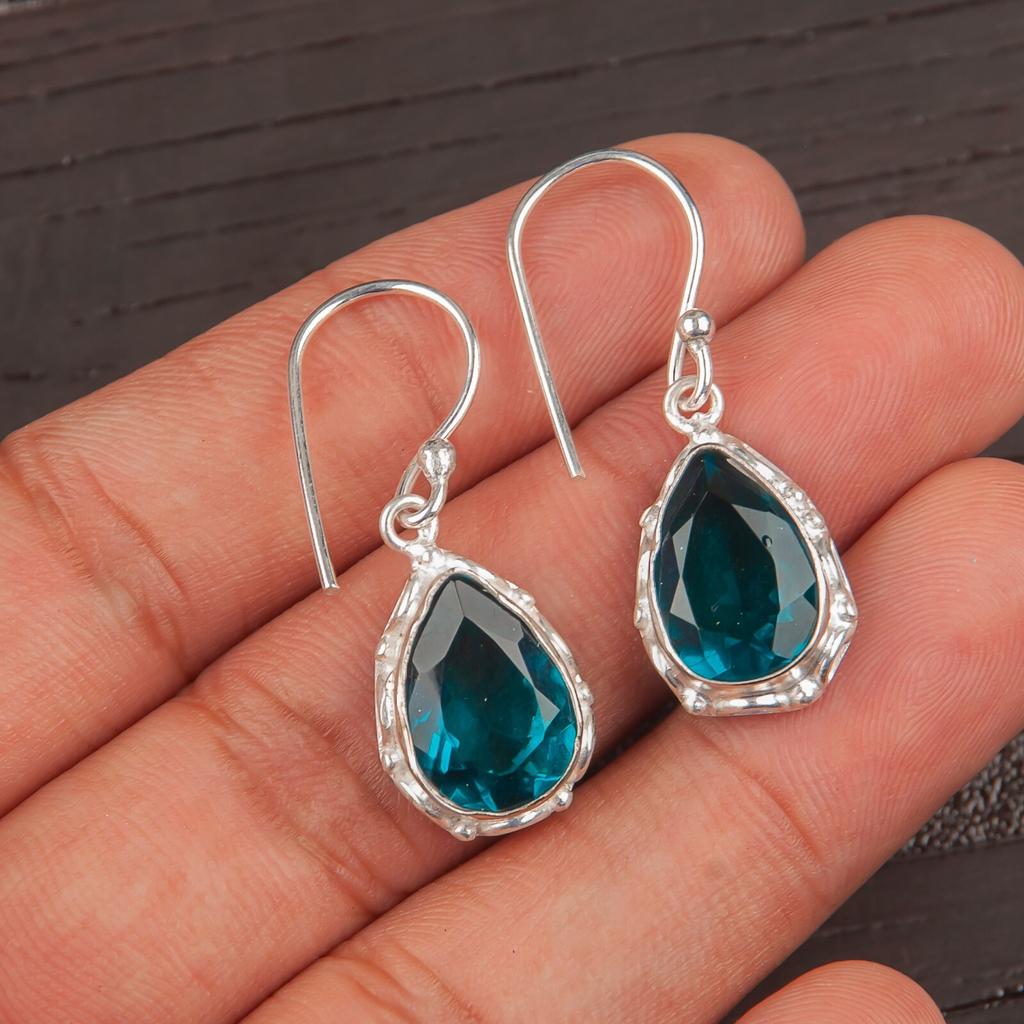 Apatite Gemstone 925 Sterling Silver Jewelry Handmade Partywear Earrings 1.30" EE-3-12