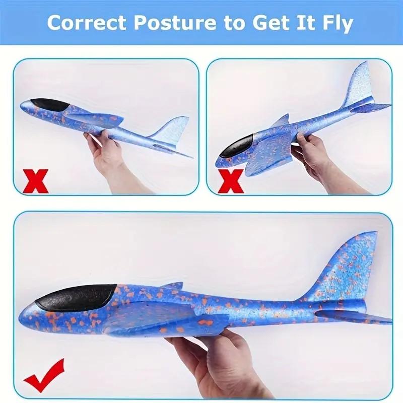 49cm Large Airplane Toy EVA Foam Aircraft Toy Hand Throw Flight Glider Aircraft Airplane DIY Model Toy Throwing Roundabout Airplane Kid Gifts
