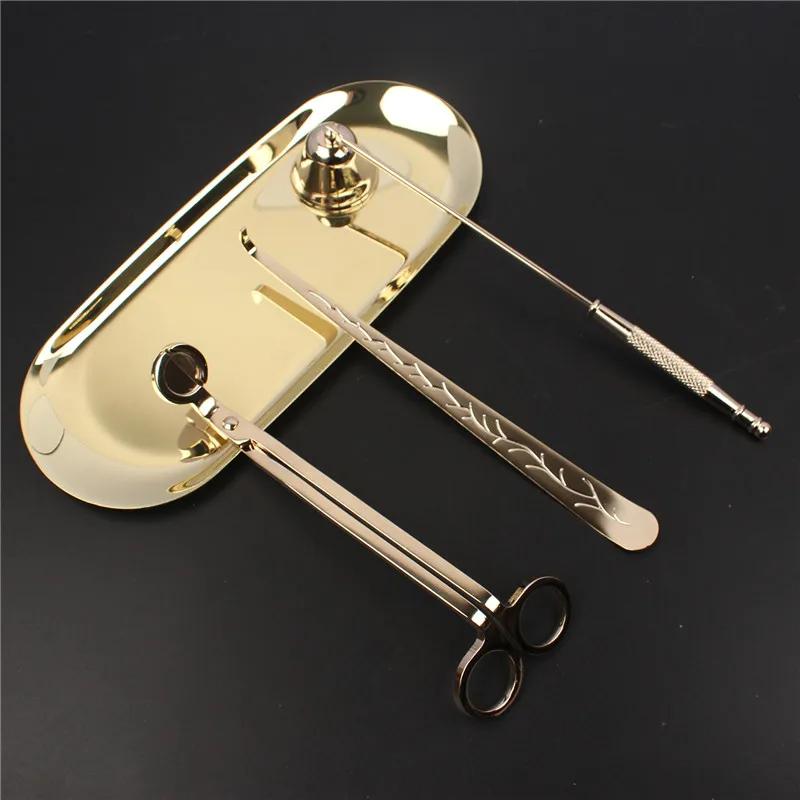 3PCS Wick Trimmer Home Care Modern Candle Tool Set Tray Rustproof Lovers Gift Snuffer Stainless Steel Portable Accessories