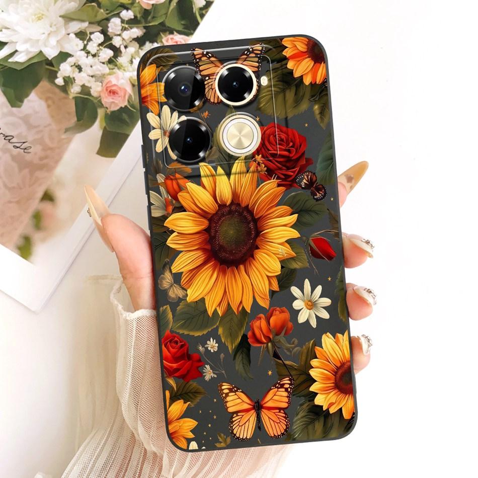 For Infinix Note 40 Pro 4G 5G / Note 40 Pro+ / Note40 X6853 Cute Cat Flower Cartoon Phone Case Soft Silicone Cover Bumpers