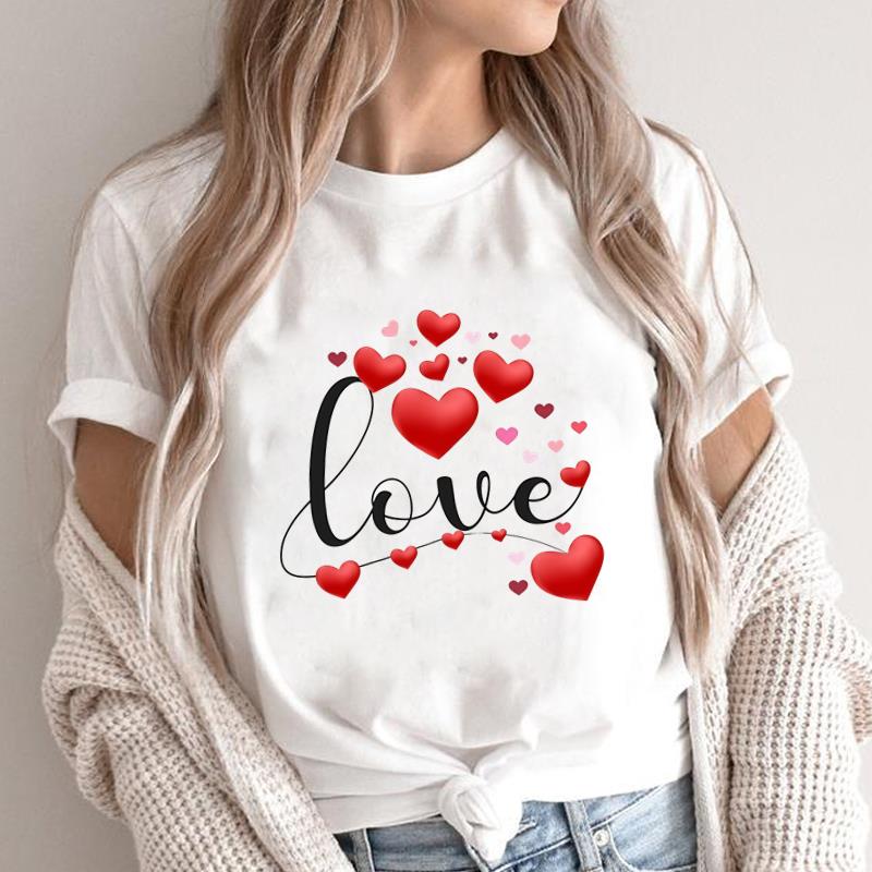 (Asian Size) love style trend Fashion Female Casual Clothing Graphic Tee Women's Top Print O-neck T Short Sleeve T-shirts