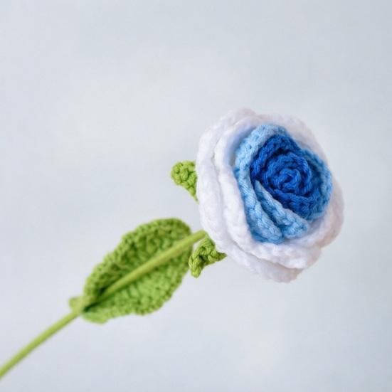 Flor de Crochê de Lã Rosa Artificial Flor que Nunca Murcha Flor Duradoura Design de Textura 3D Floração Romântica para o Dia das Mães
