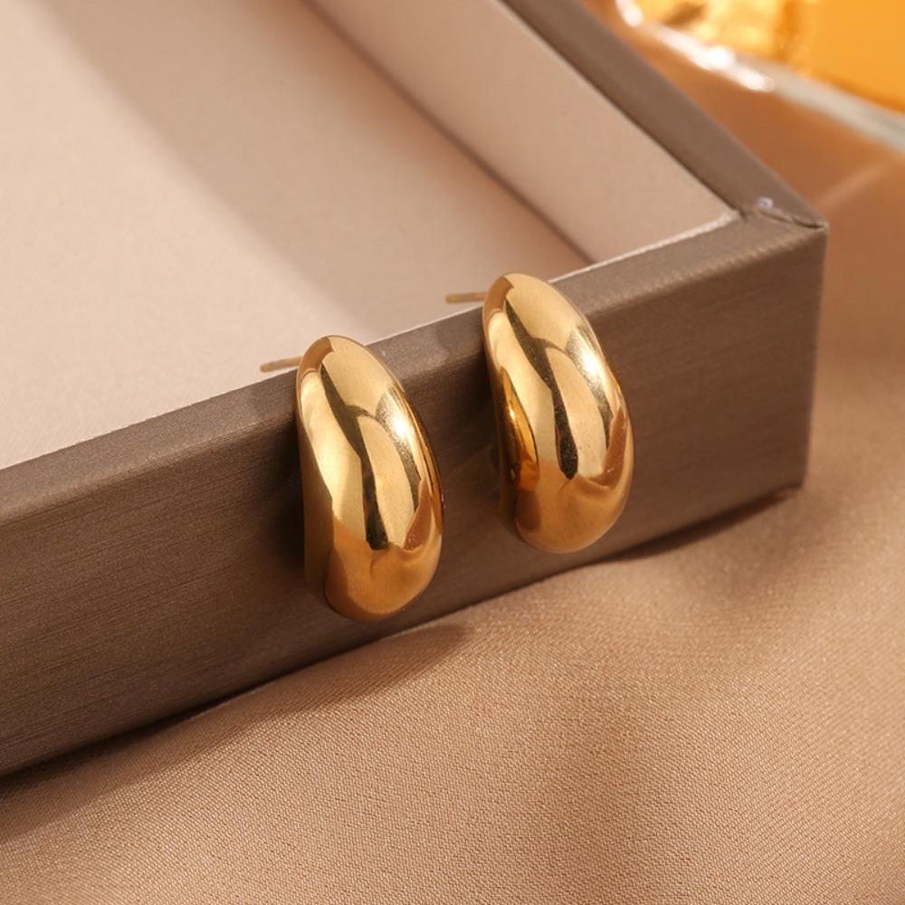 The New Classic Copper Alloy Smooth Metal Earrings Are Suitable for Women's Fashion, Korean Jewelry Temperament, and Daily Wear By Girls