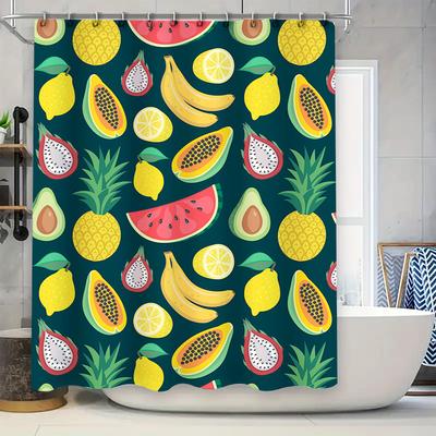 Yellow Rubber Duck Shower Curtain Waterproof Home Decor Bathroom Tiled Design Bath Mat Print Fabric for Bathtub Kids Adults Whit