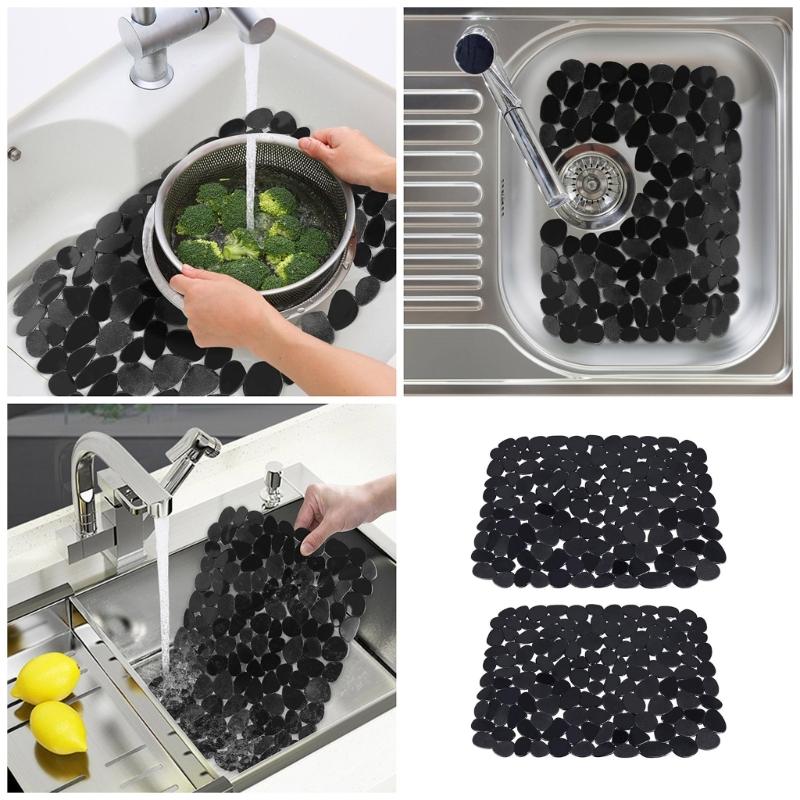 Pack of 2 Kitchen Sink Protector PVC Dish Drying Mat Sink Soft Protective Cover Non Slip Dish Drying Mat PVC Material