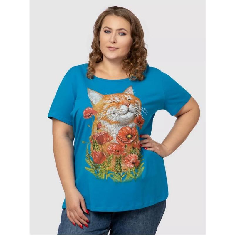 T-shirt da Donna Estive Casual Manica Corta Top Girocollo T-shirt Moda Streetwear Abbigliamento Oversize Femminile T-shirt con Gatto Cartone Animato