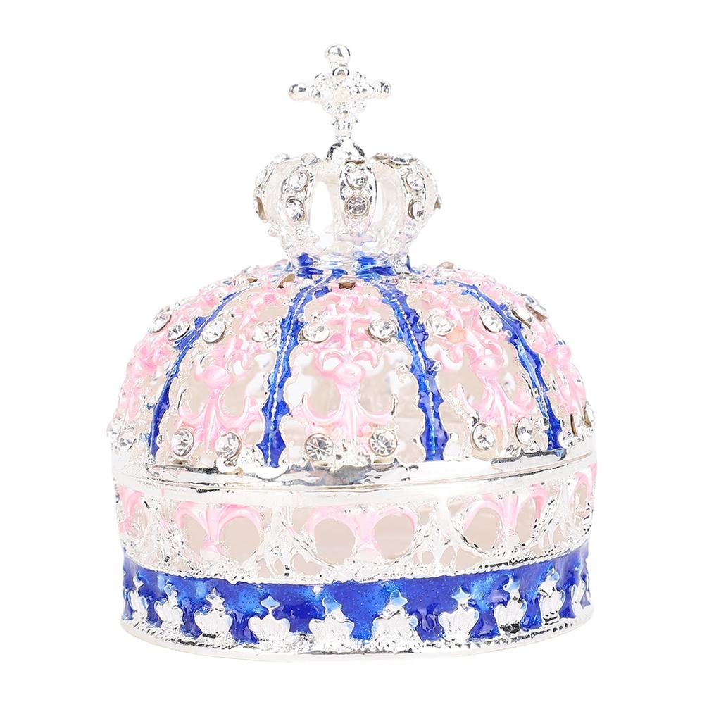 Crown Trinket Box Vintage Enameled Decorative Jewelry Box Zinc Alloy for Necklaces Bracelets