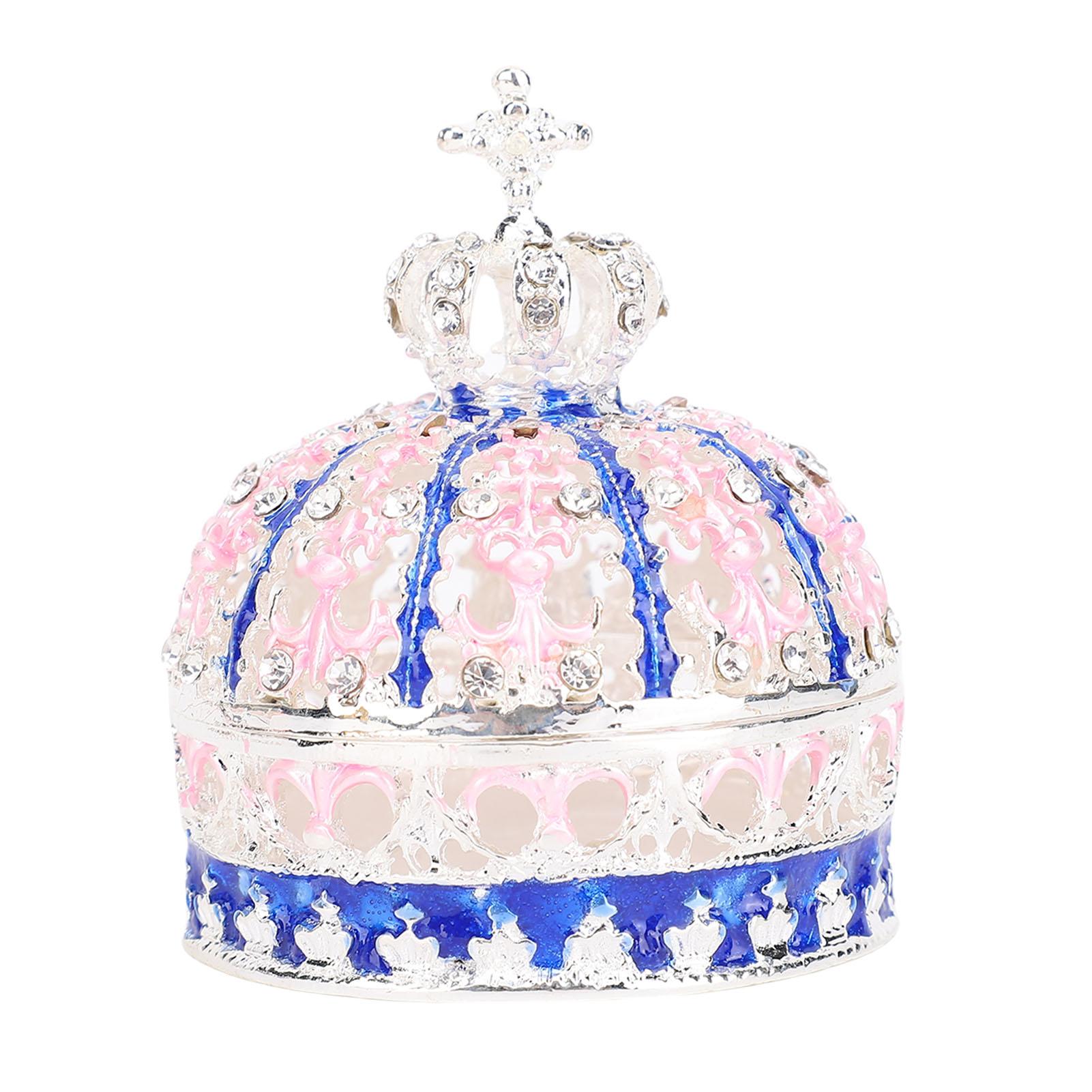 

Crown Trinket Box Vintage Enameled Decorative Jewelry Box Zinc Alloy for Necklaces Bracelets