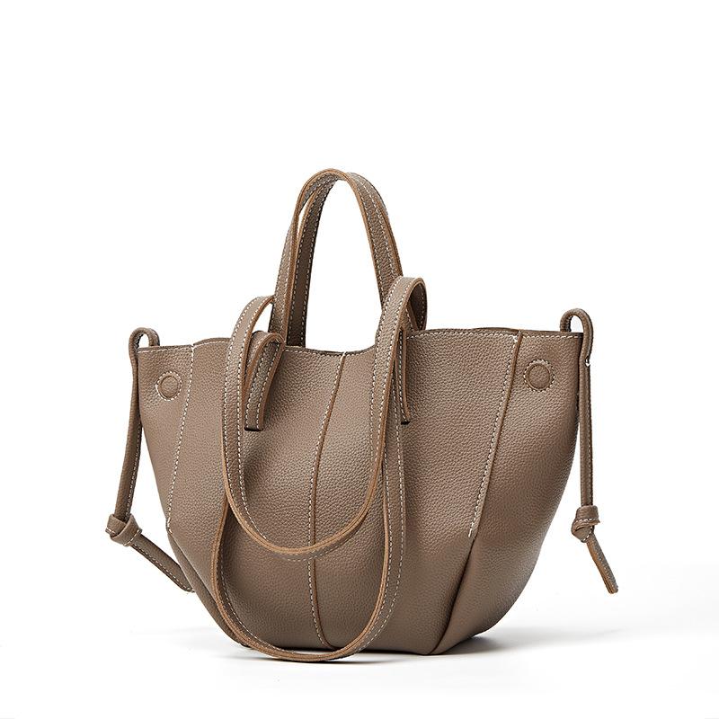 Lychee Pattern Soft Leather Large-capacity Tote Bag Fashionable Niche Design High-end Handbag Single Shoulder Wing Bag