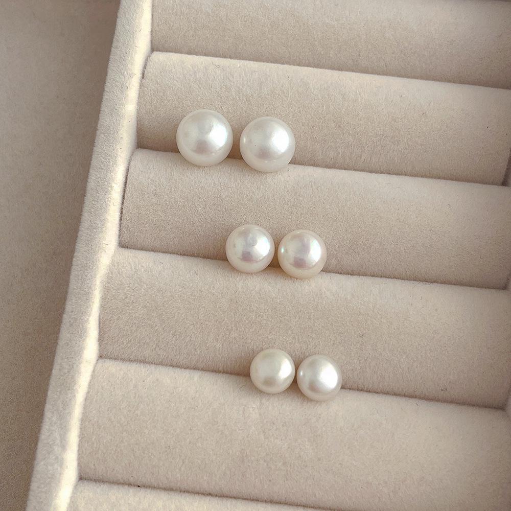 South Korea Dongdaemun Freshwater Pearl S925 Silver Earrings with Versatile, Temperament-Enhancing Design for Women