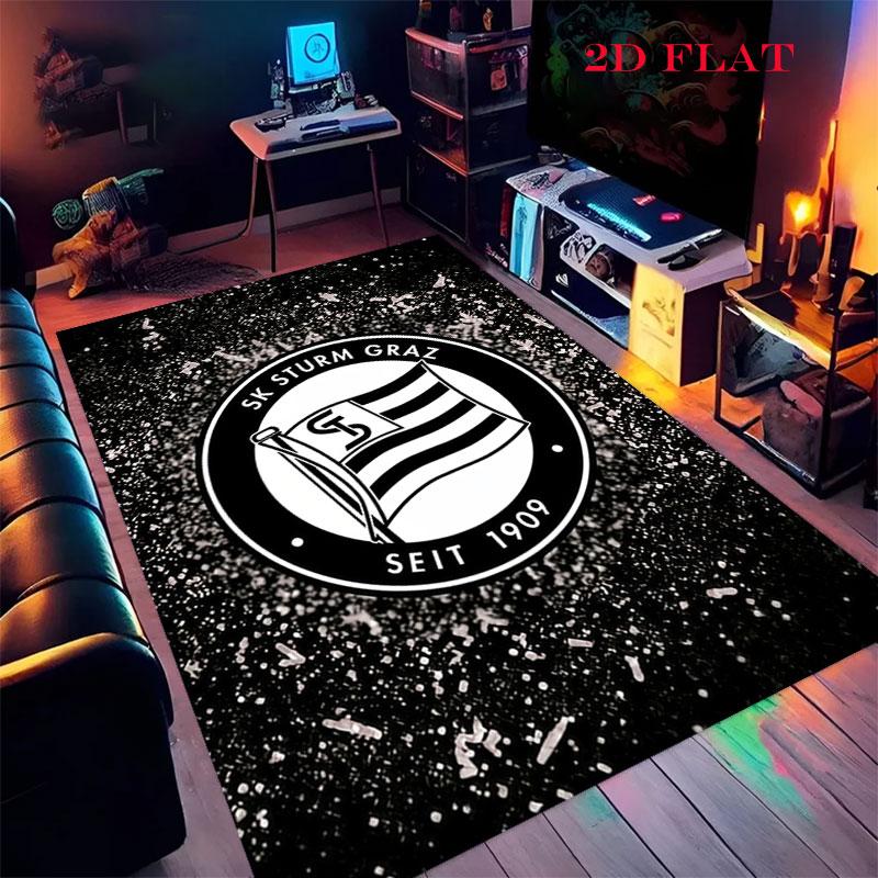 Tappeto con logo SK Sturm Graz per Soggiorno, Camera da Letto, Decorazione Divano di Casa, Tappetino Antiscivolo per Giochi Bambini