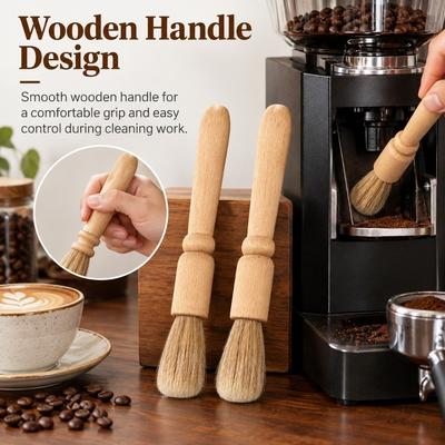 2PCS Bar Counter Use Coffee Grinder Brush Wooden Handle Powder Cleaning Brush  Grinder Cleaning