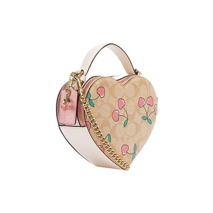 Coach Heart 16 Classic Monogram Zip Closure Coated Canvas Leather Handbag Small Women Handbags Khaki CE653-IMOT4