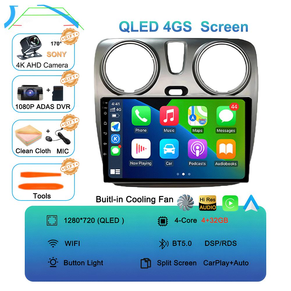 Android 14 Carplay Auto WIFI+4G For Renault Lodgy Dacia Dokker 2012-2020 Video Player Car Radio Multimedia Navigation GPS Stereo