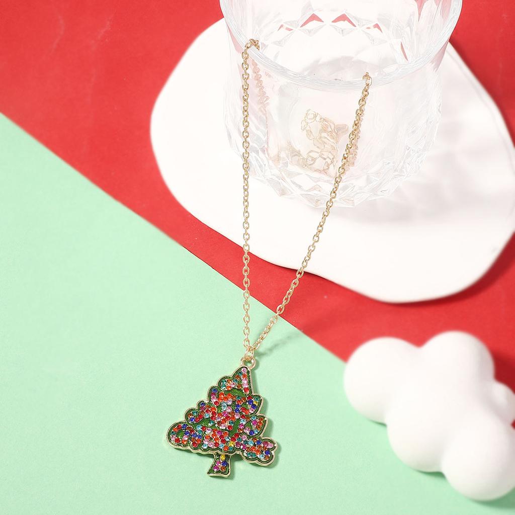 Christmas new creative color personalized alloy Christmas tree pendant necklace, simple and versatile