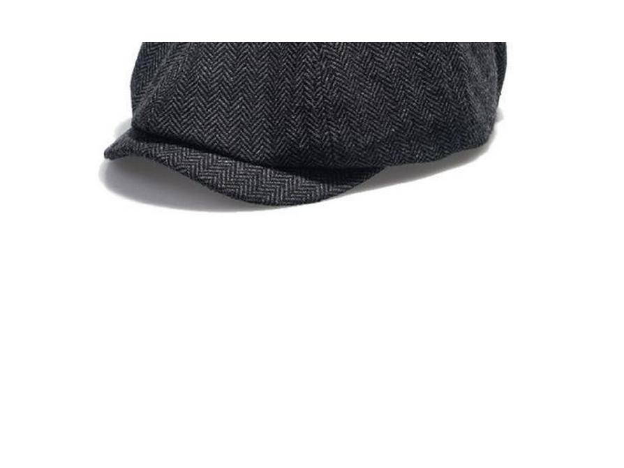 Herren Fischgräten Elastische Baskenmütze - Frühling/Herbst Retro Schiebermütze Malermütze