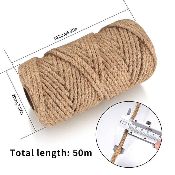 Cordon de jute - fulushouxi - bgmde-023 - 6mm x 50m - durable - écologique
