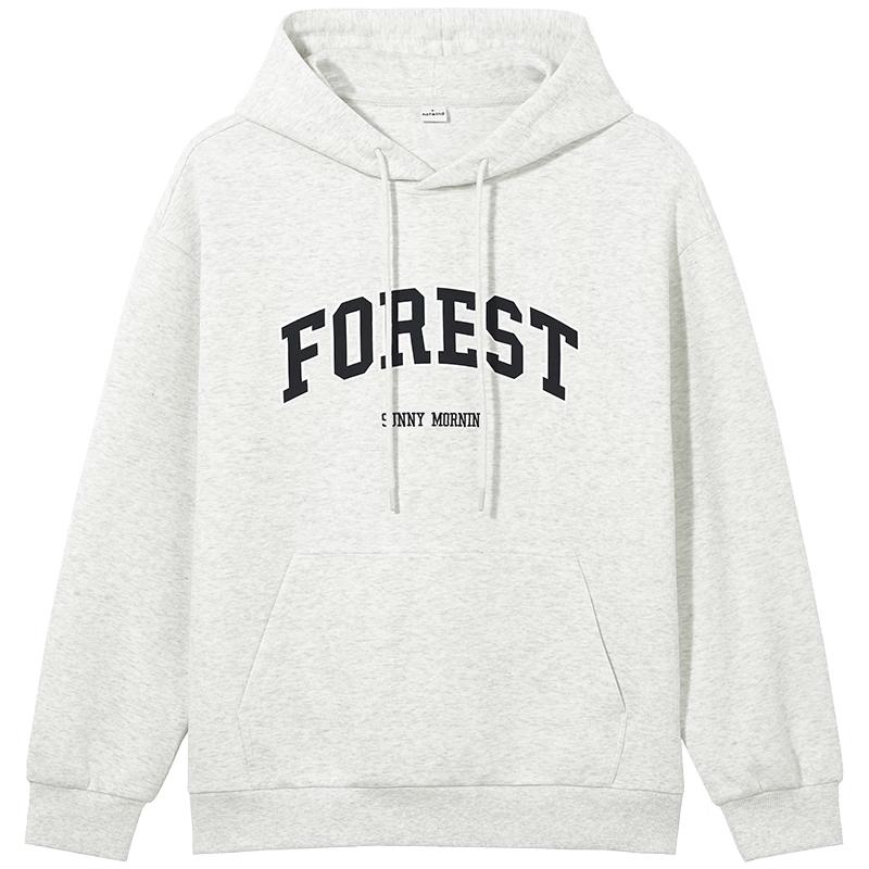 Hotwind Men s Retro Letter Loose Hooded Sweatshirt M