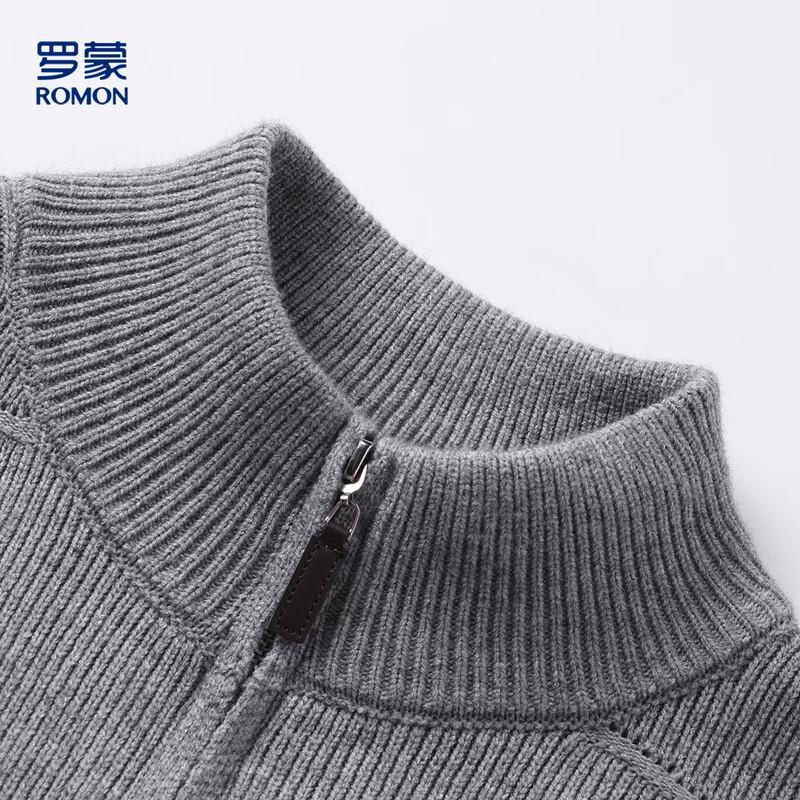 ROMON Men's Casual Solid Color Zipper Cardigan