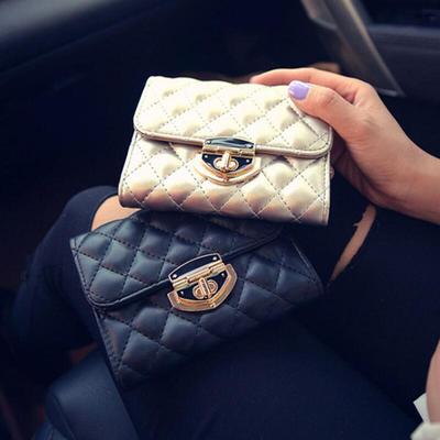 Women's Quilted Gold Buckle Lightweight Luxury Half Wallet