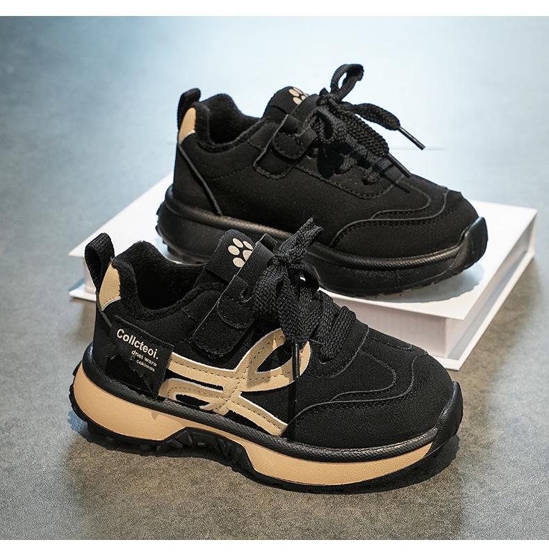 Kids' Autumn/Winter Soft Sole Casual Shoes – Plus Velvet Warm, Lightweight, Versatile, and Comfortable Sports Shoes for Medium & Large Children.