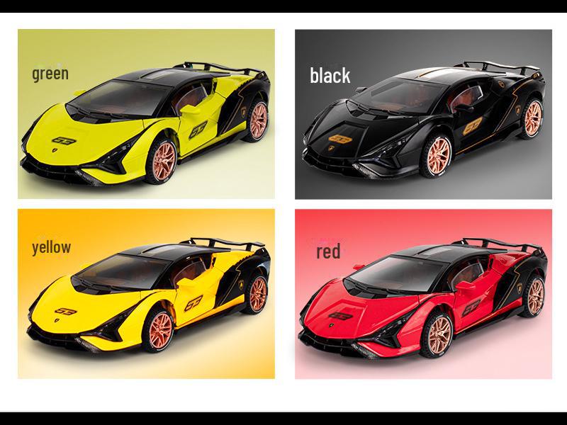 Black Mamba 1/24 Lamborghini Lightning Alloy Toy Car with Pull Back, Sound, Light, and Opening Doors