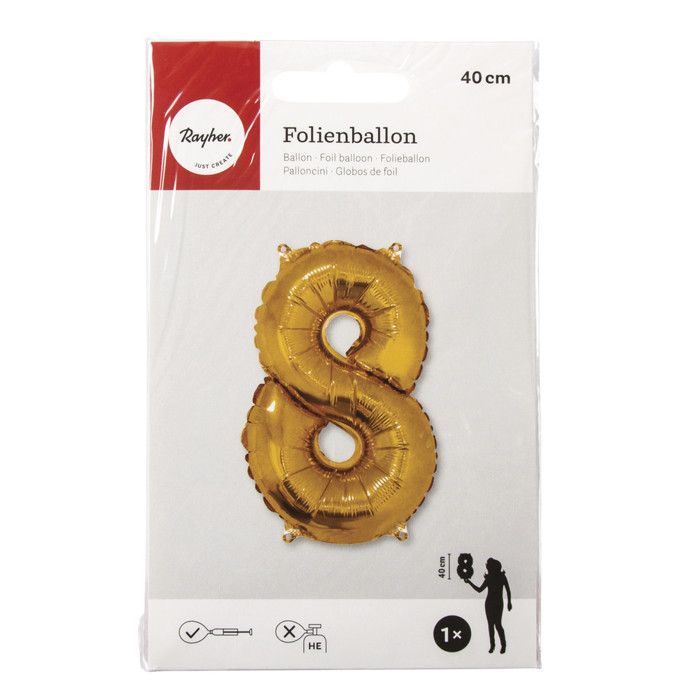Ballon Chiffre 8, 40cm, 1pce. , or