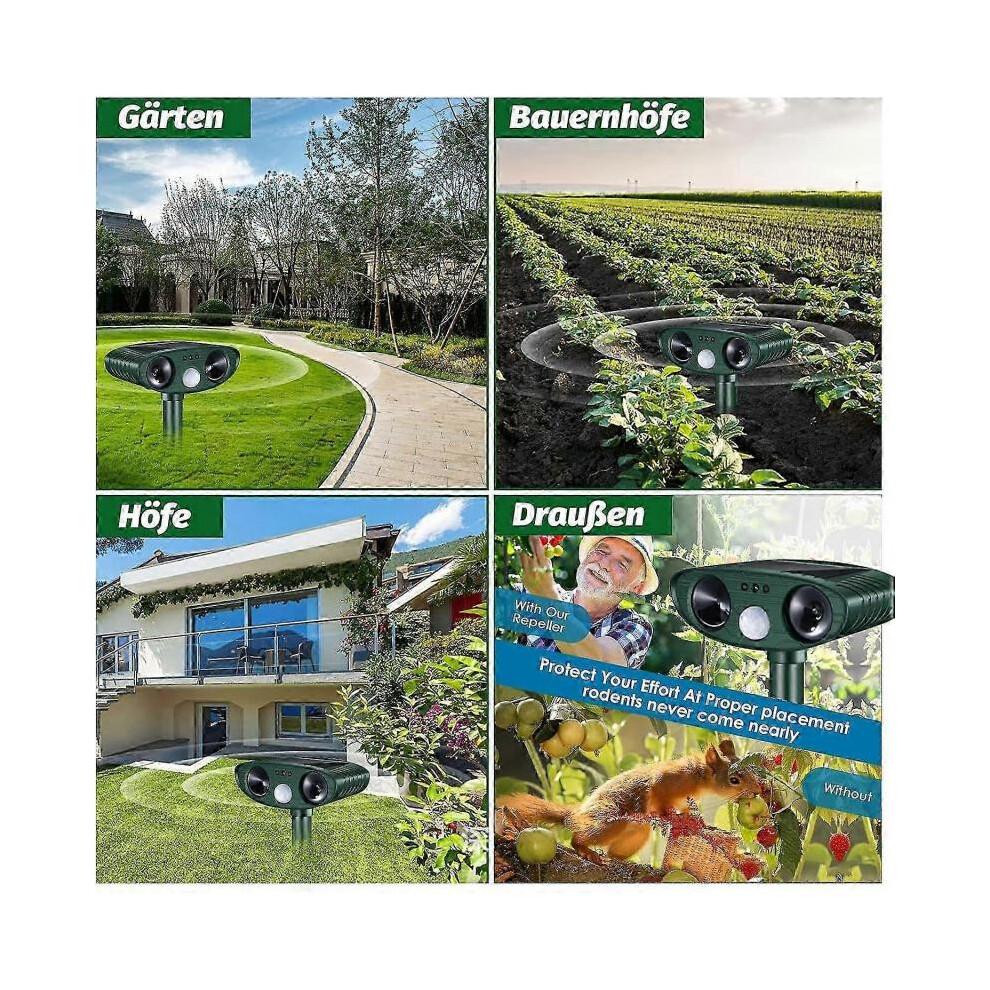 Outdoor Solar-Powered Ultrasonic Animal Repeller Deterrent - Multi-Purpose for Gardens Against Dogs, Cats, Birds & Foxes Motion Repelling