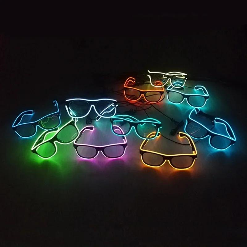 Led Glasses Neon Party Flashing Glasses EL Wire Glowing Gafas Luminous Bril Novelty Gift Glow Sunglasses Bright Light Supplies
