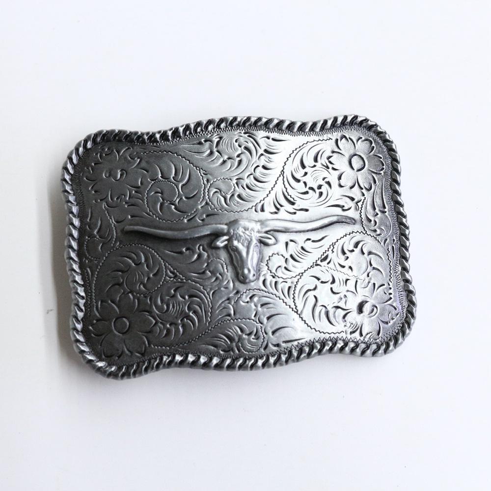 Zinc Western Denim Belt Buckle Cow Skull Reteo Vintage Belt Button Head