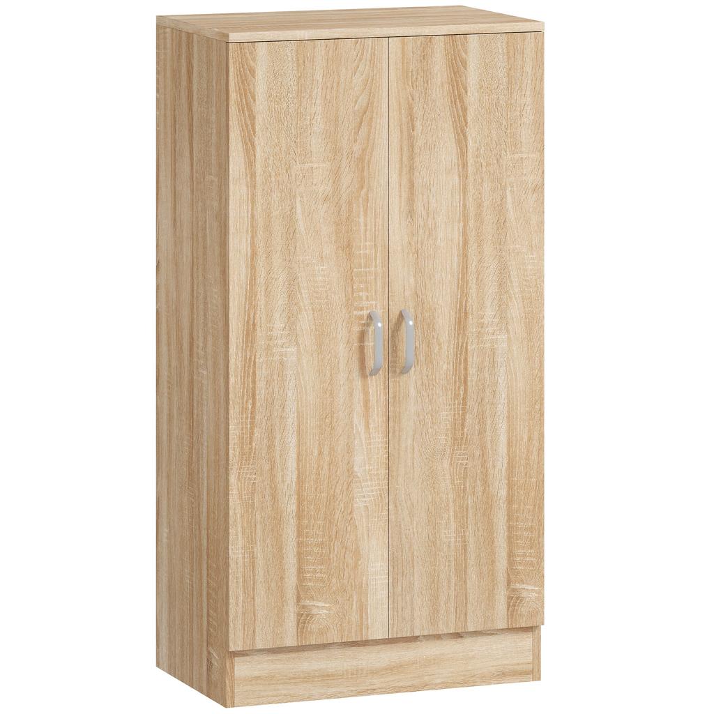 Shoe Cabinet With 2 Doors 6 Adjustable Shelves Soft Close Hinges For 14 Pairs Of Shoes Natural Wood