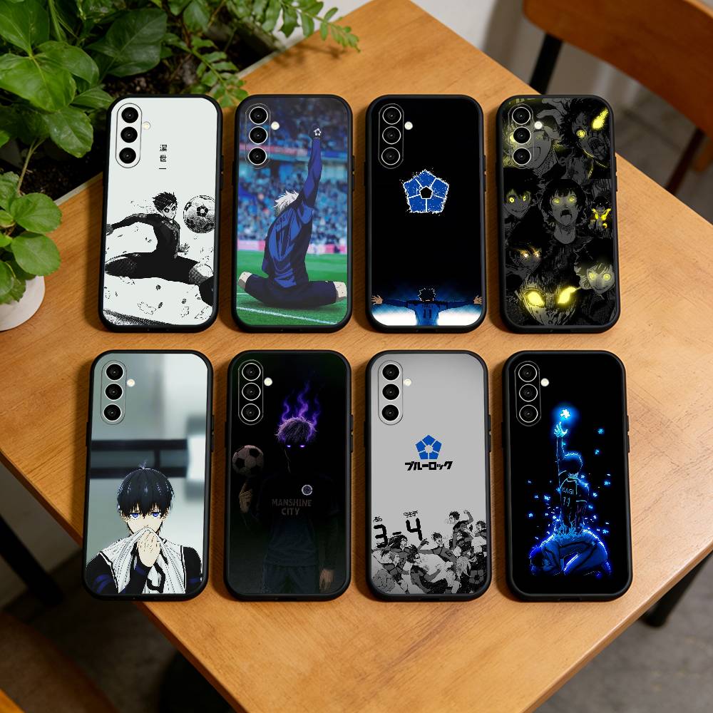 Anime B-blue L-Lock Phone Case For Samsung Galaxy A73,A72,A71,A70,A53,A52,A51,Soft Silicone Black Cover