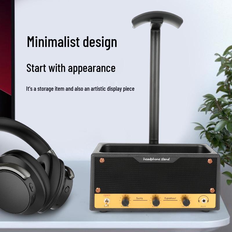 Multifunctional Movable Over-Ear Headphone Stand - American Style Desktop Organizer with Plastic Hanger.