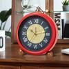 Alarm Clock Vintage Clock Metal Desktop Silent Bedside Stylish Wall Clock Living Room Bedroom European Simple Style