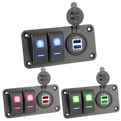 Rocker Switch Panel Dual USB Port Car Charger for Car Socket Switch