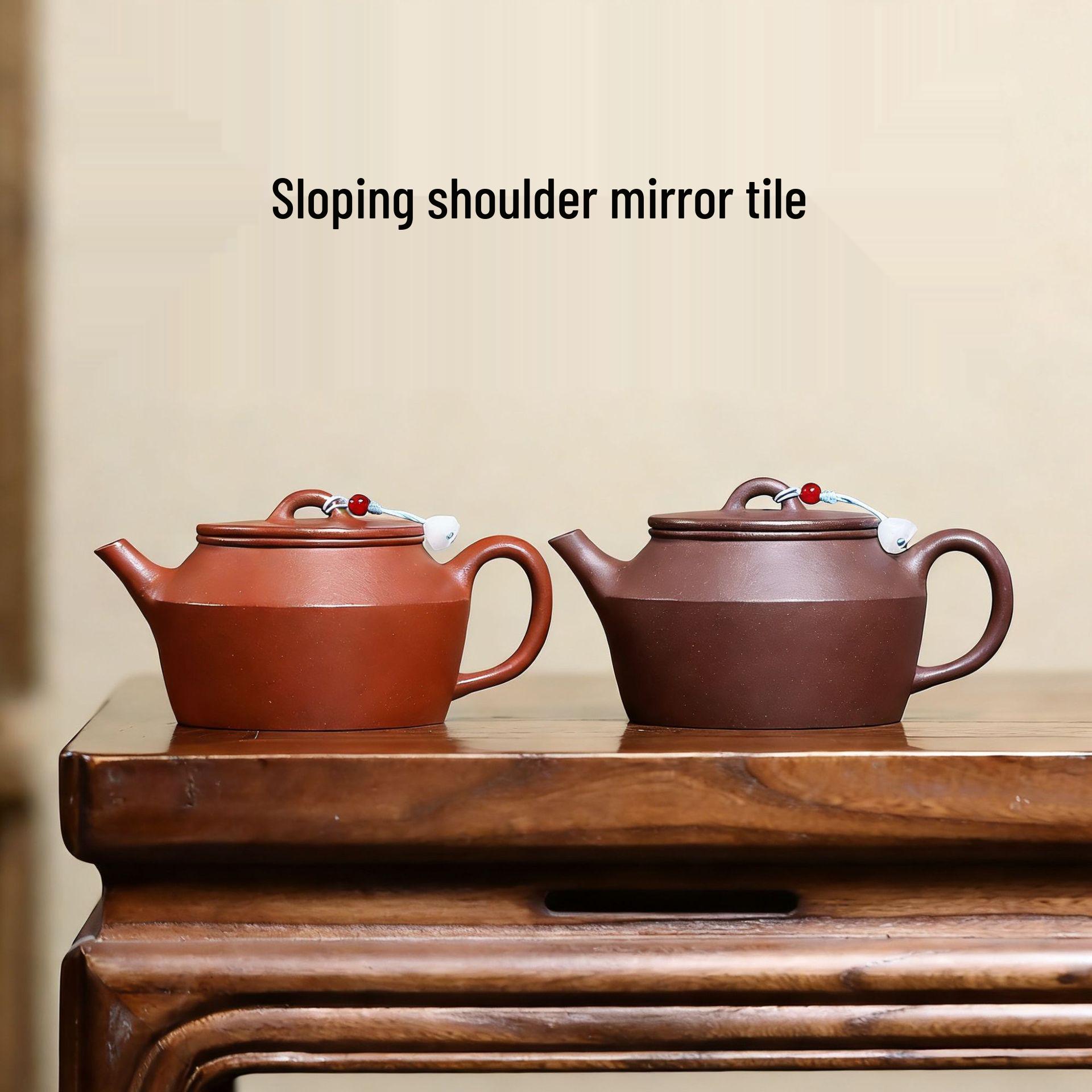 

Yixing Zisha Teapot: Semi-Handmade Folded Shoulder Design, Original Ore Clay, Ideal for Home Tea Brewing Zhuni mirror tile