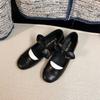 2026 Early Spring New Xiaoxiangfeng Round Head Bow Flat Bottom Ballet Single Shoes Women's Leather Mary Jane