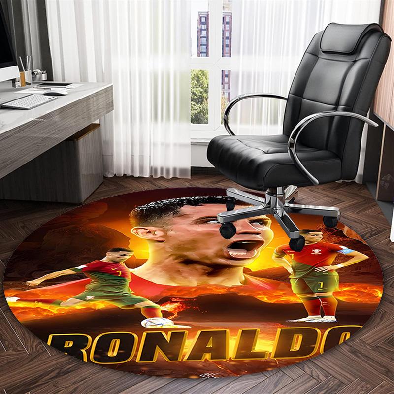 1pc Soccer 7 (4) Print Round Carpet Chair Round Carpet Suitable for Bedroom Living Room Home Decorative Carpet