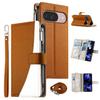 Leather Case For Google Pixel 10 Pro/10/9 Pro/9 Zipper Wallet Color Splicing Flip Phone Cover with Straps