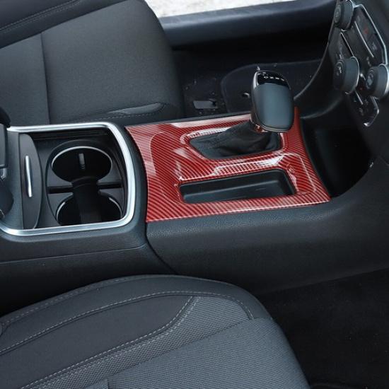 Central Gear Shift Box Panel Trim Decor Cover For Dodge Charger 2015+ Red Carbon