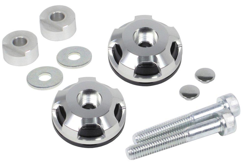Special Parts Takegawa 2-Piece Bar Ends, Black/Silver, for Super Cub 50 and Super Cub 110, 06-01-0412