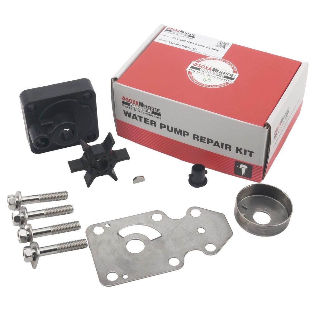 Water Pump Impeller Rebuild Kit Compatible with Yamaha 2 4 Stroke 9.9HP 15HP Marine Outboard Motor Replaces 63V-W0078-00