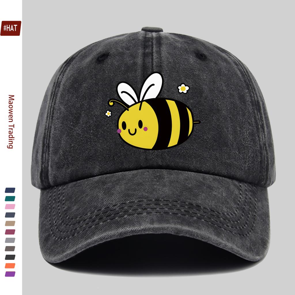 pc Cute Bee Print Baseball Cap Casual Travel Decor Design Sun Hat Comfortable Lightweight MultiColor Pet Hat Available Adj