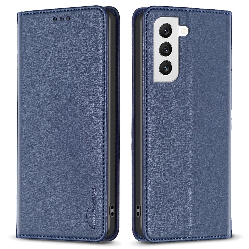 BINFEN COLOR BF18 For Samsung Galaxy S22+ 5G Flip Leather Case Card Slots Stand Protective Phone Cover