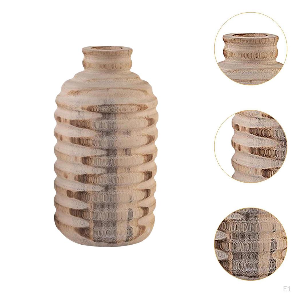 Farmhouse Wood Vase Flower Holder Centerpieces Decoration Dried Decorative for